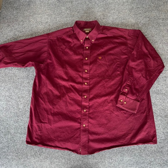 Ariat Other - Ariat Shirt Mens XXL Burgundy Long Sleeve Button Down Rodeo Cowboy Western Ranch